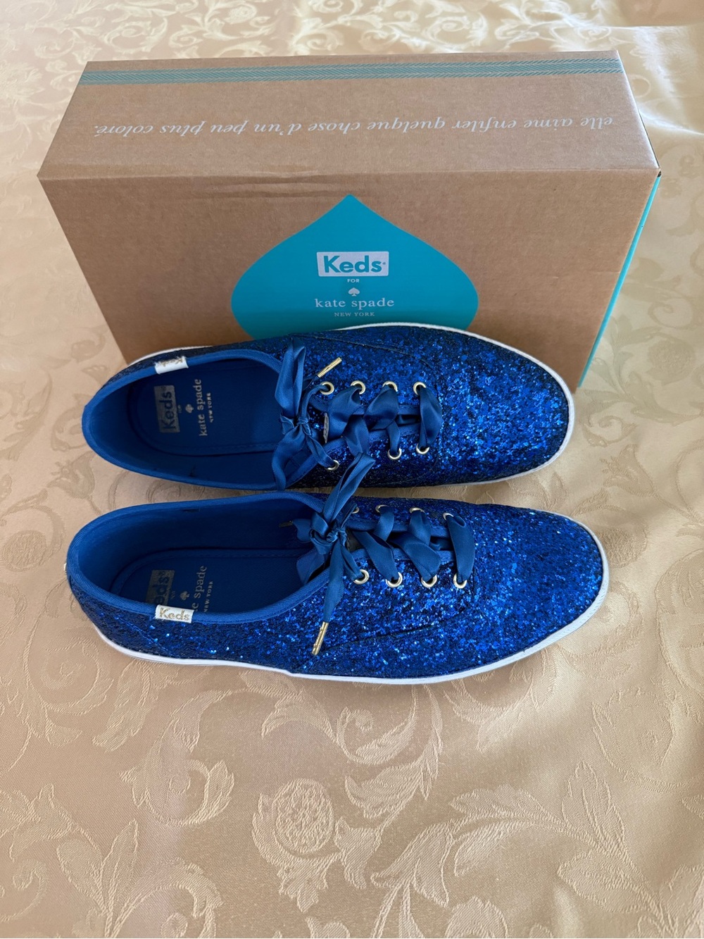 Keds & Kate Spade Blue Glitter Lace-Up Sneakers